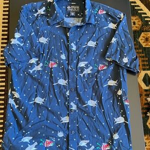 American Rag Navy Shark Print Casual Shirt